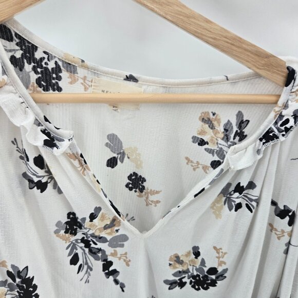 Melloday White Floral V-Neck Long Sleeve Pullover Casual Textured Blouse 2x - Picture 6 of 11
